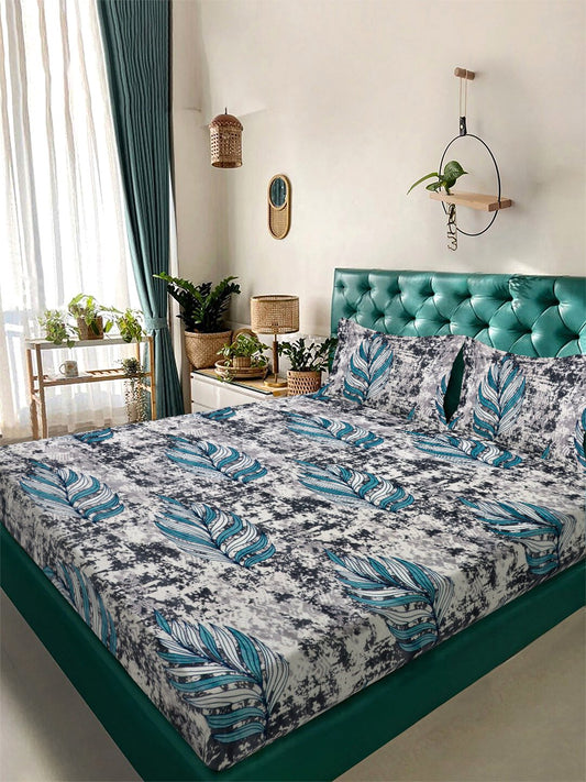 Multi Floral Woolen Double Bedsheet with 2 Pillow Covers