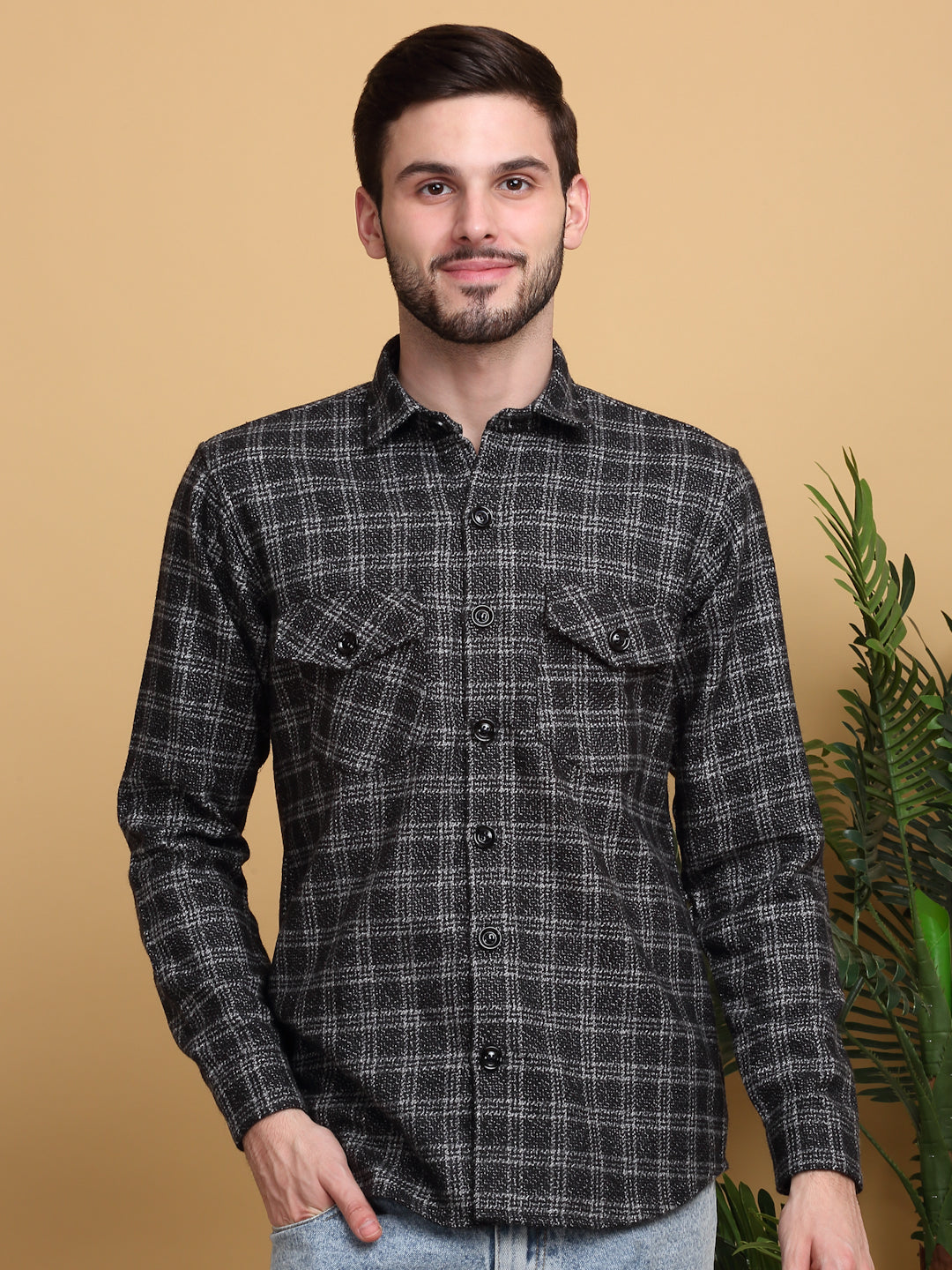 subculture WOOL CHECK SHIRT / BLACK×GRAY WOOL CHECK SHIRT / BLACK×GRAY – SC WEB STORE