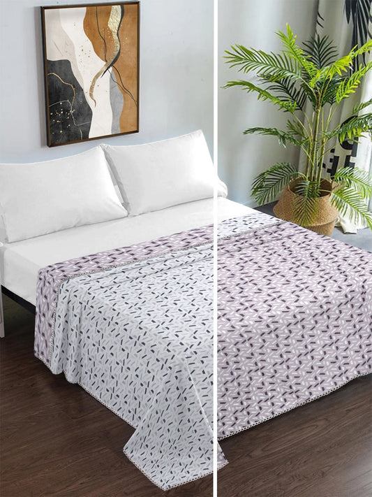 Purple Pure Cotton Geometric Double Bed Dohar