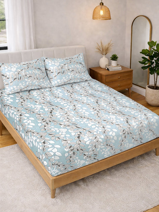 Multi Floral Cotton Blend Double Bedsheet with 2 Pillow Covers