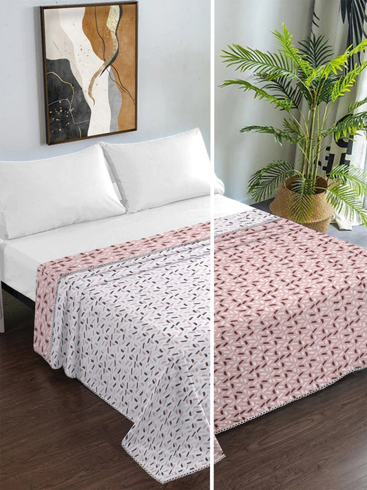 Pink Pure Cotton Geometric Double Bed Dohar
