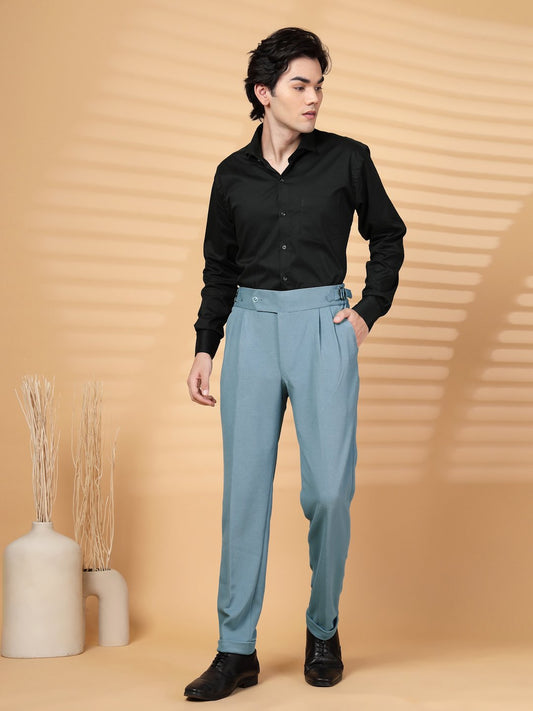 Dark Grey Lycra Cotton Comfort-Fit Solid Regular Formal Trouser