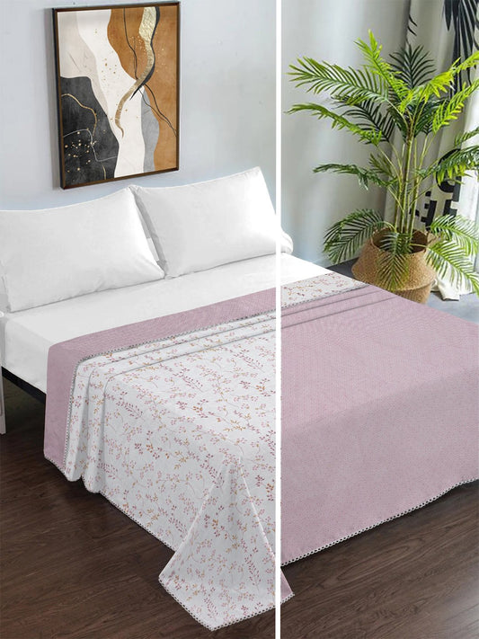 Pink Pure Cotton Floral Double Bed Dohar