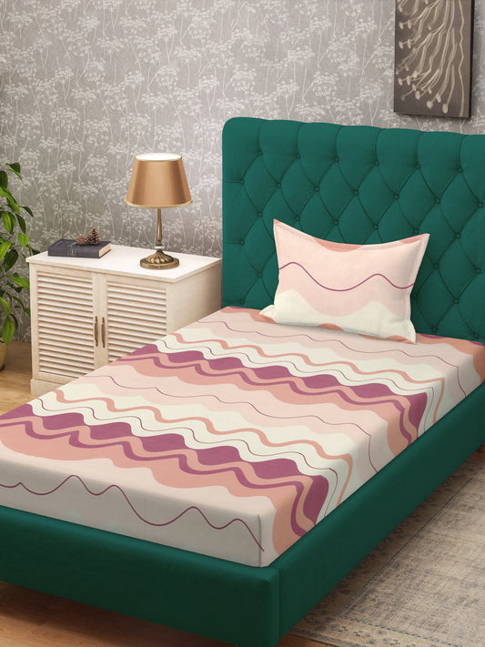Multi Abstract 300 TC Cotton Blend Single Bedsheet in Book Fold Packing