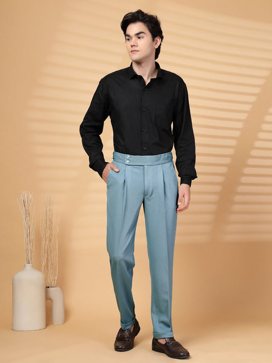 Dark Grey Lycra Cotton Solid Smart Fit Formal Trouser