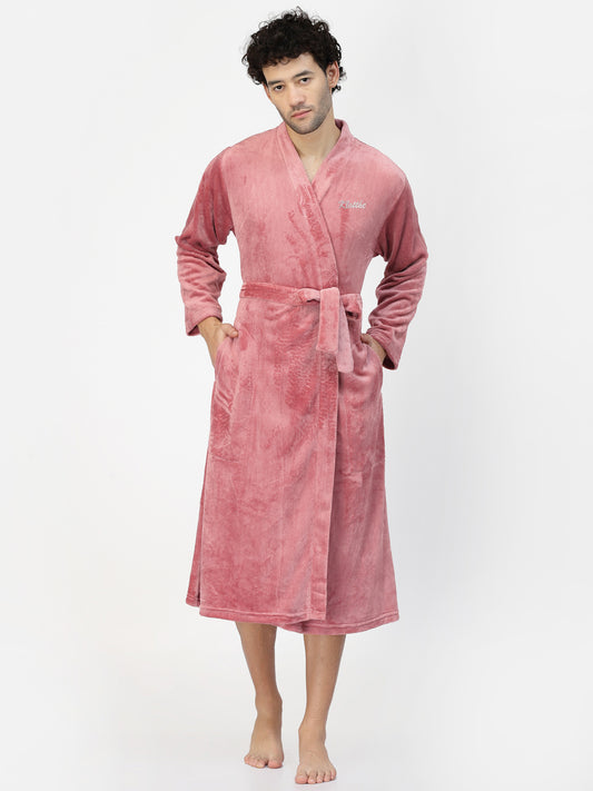 Klotthe Men Rust Solid Bath Robe With Belt