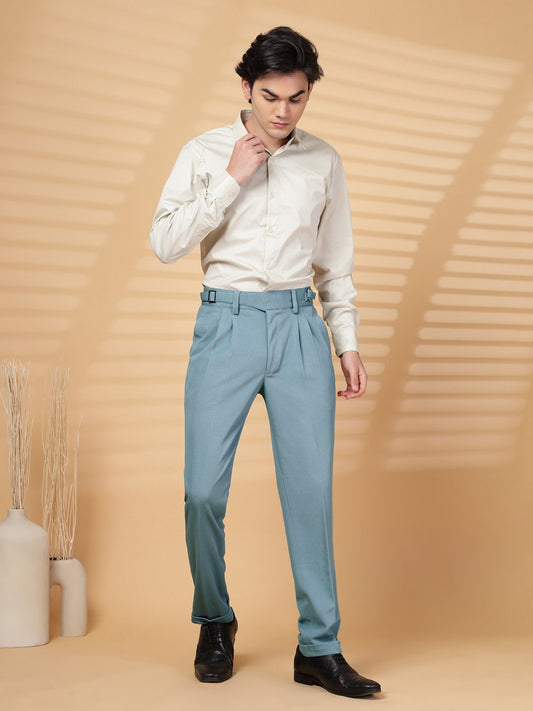 Dark Grey Lycra Cotton Solid Smart Fit Formal Trouser