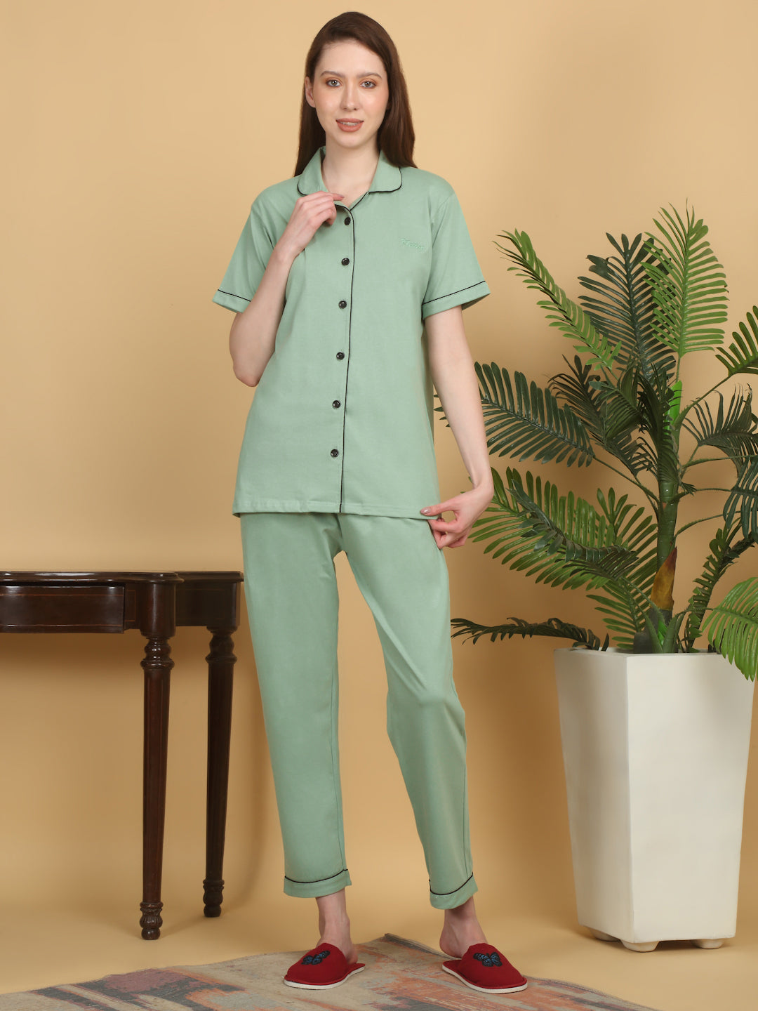 Solid Cotton Night Suits for Women by KLOTTHE®