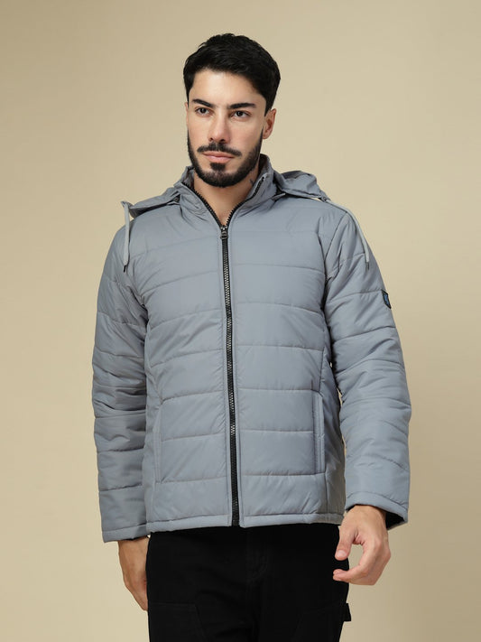 Klotthe Men’s Grey Quilted Hooded Jacket