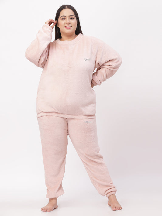 Klotthe Women Pink Wool Blend Solid Night Suit
