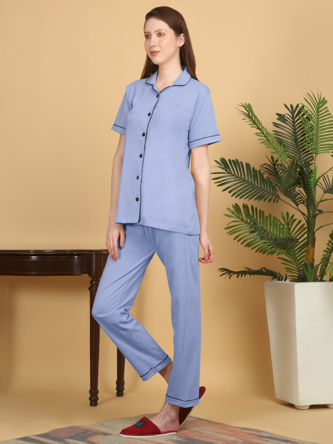 Solid Cotton Night Suits for Women by KLOTTHE®