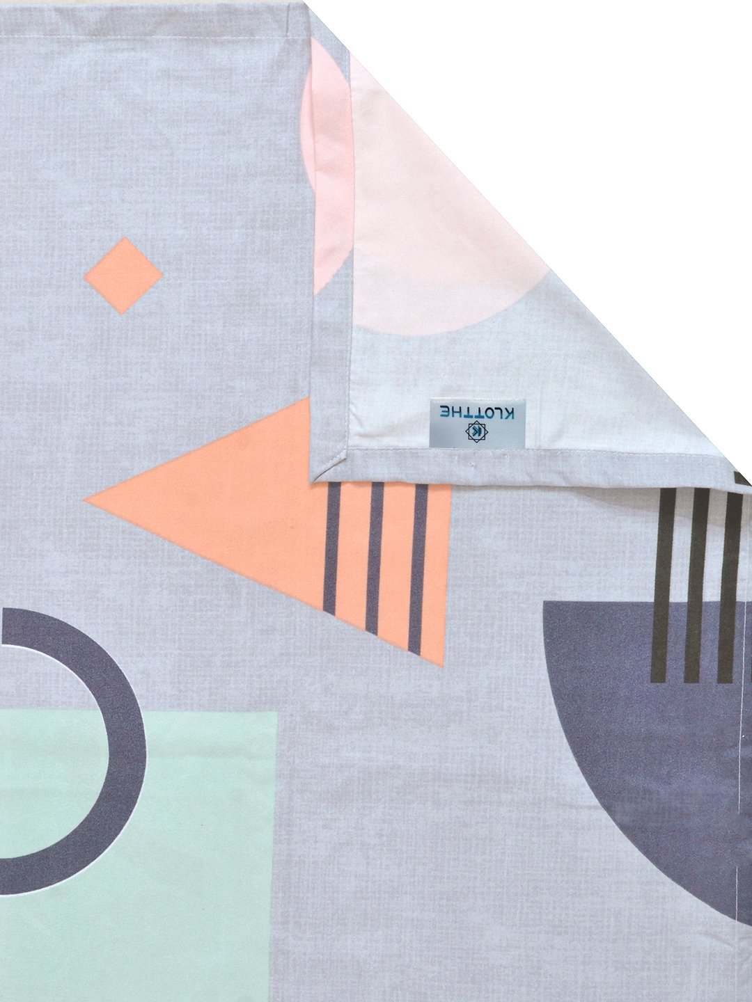 Grey Geometric 300 TC Cotton Blend Single Bedsheet with Pillow Cover