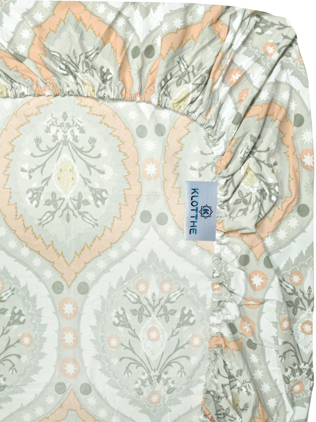 Multi Geometric 300 TC Cotton Blend Fitted Single Bedsheet with Pillow Cover