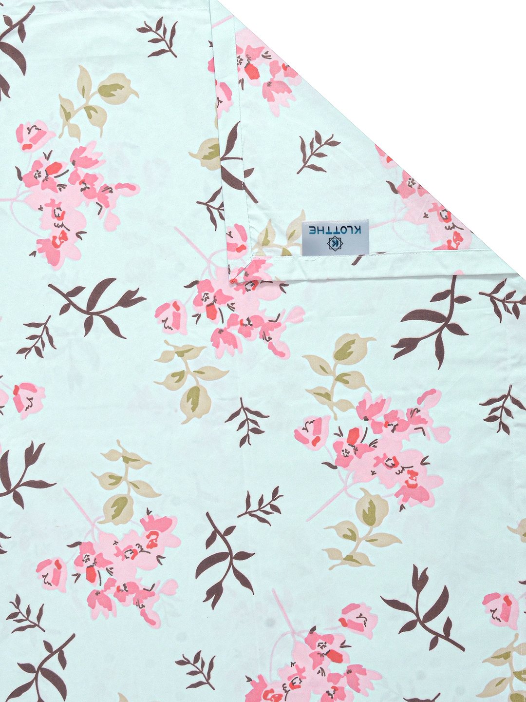 Green Floral 300 TC Cotton Blend Single Bedsheet with Pillow Cover
