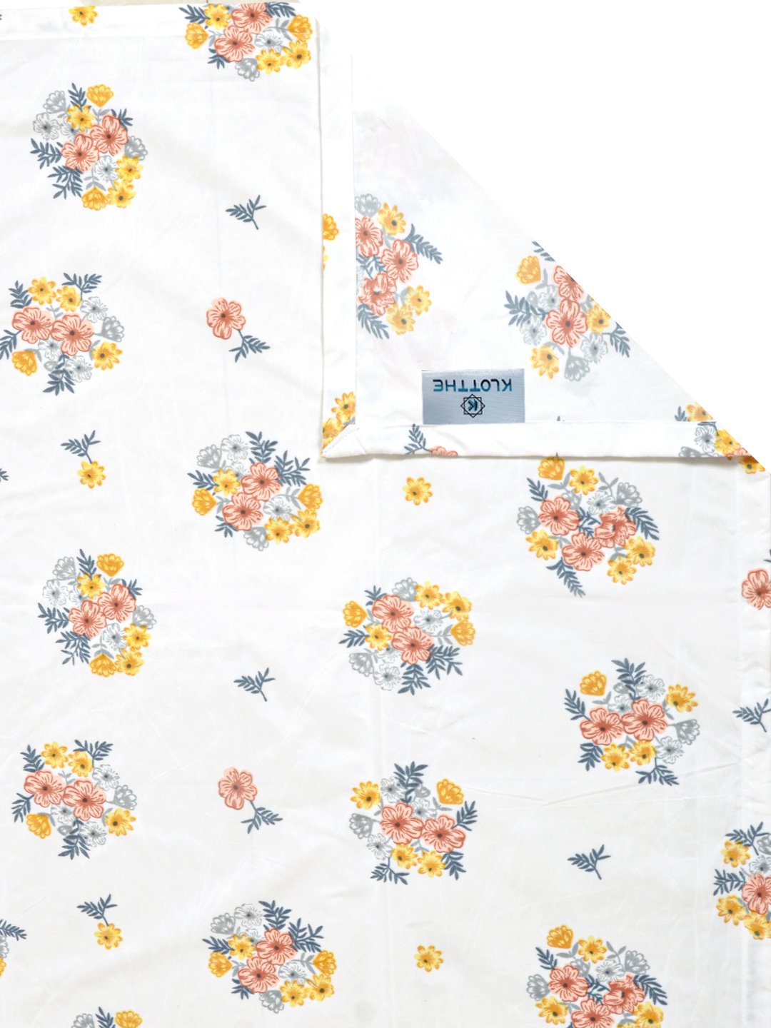 Cream Floral 300 TC Cotton Blend Single Bedsheet with Pillow Cover