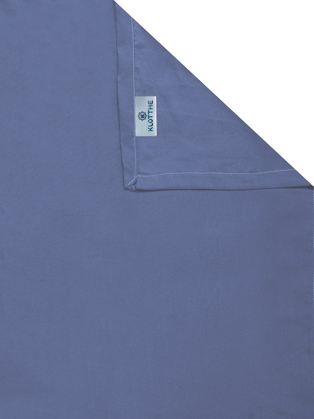 Blue Solid 300 TC Cotton Blend Single Bedsheet with 2 Pillow Covers