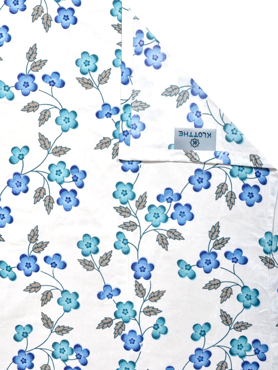 White Floral 300 TC Cotton Blend Single Bedsheet with Pillow Cover