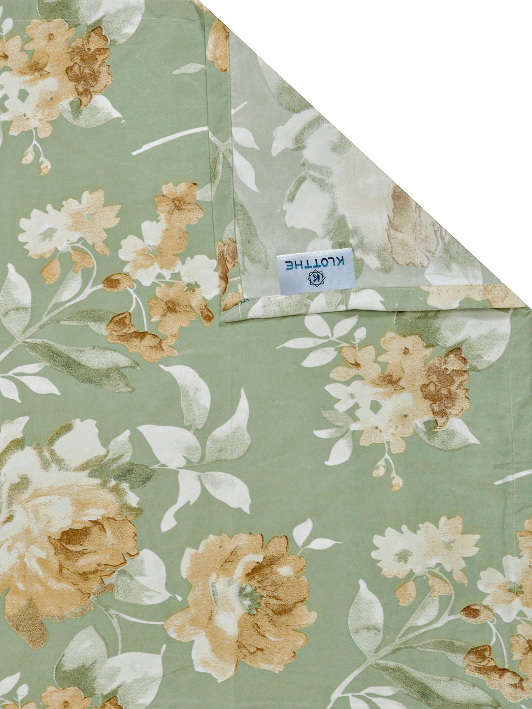 Green Floral 300 TC Cotton Blend Single Bedsheet with Pillow Cover
