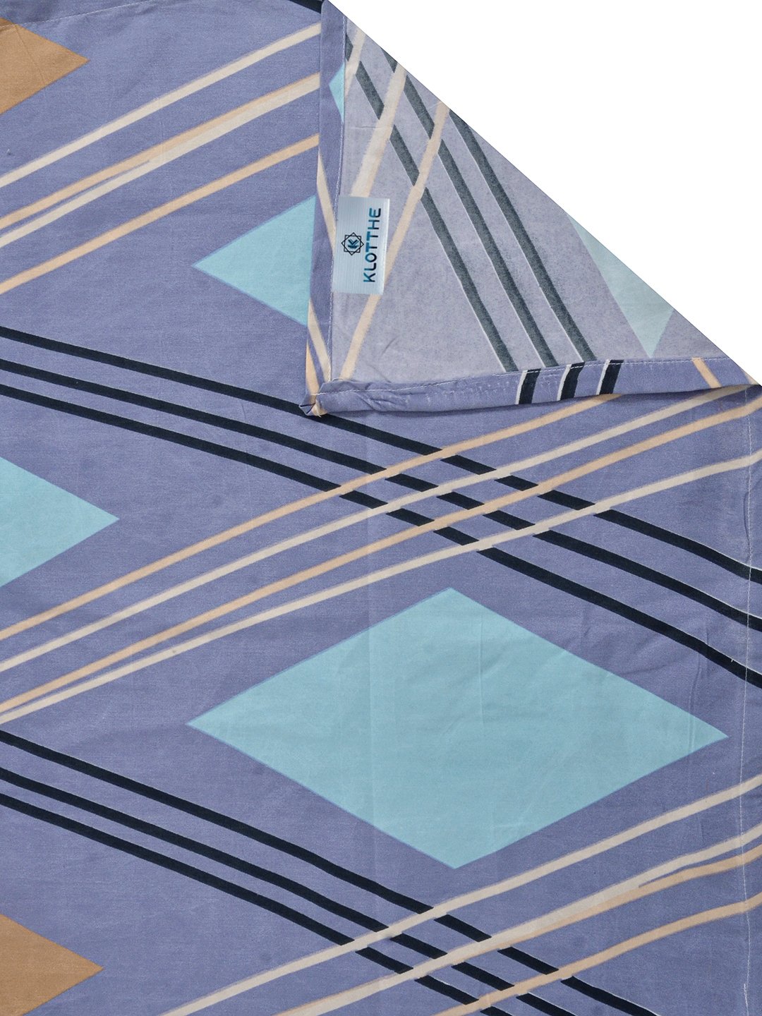 Multi Geometric 300 TC Cotton Blend Single Bedsheet with 2 Pillow Covers