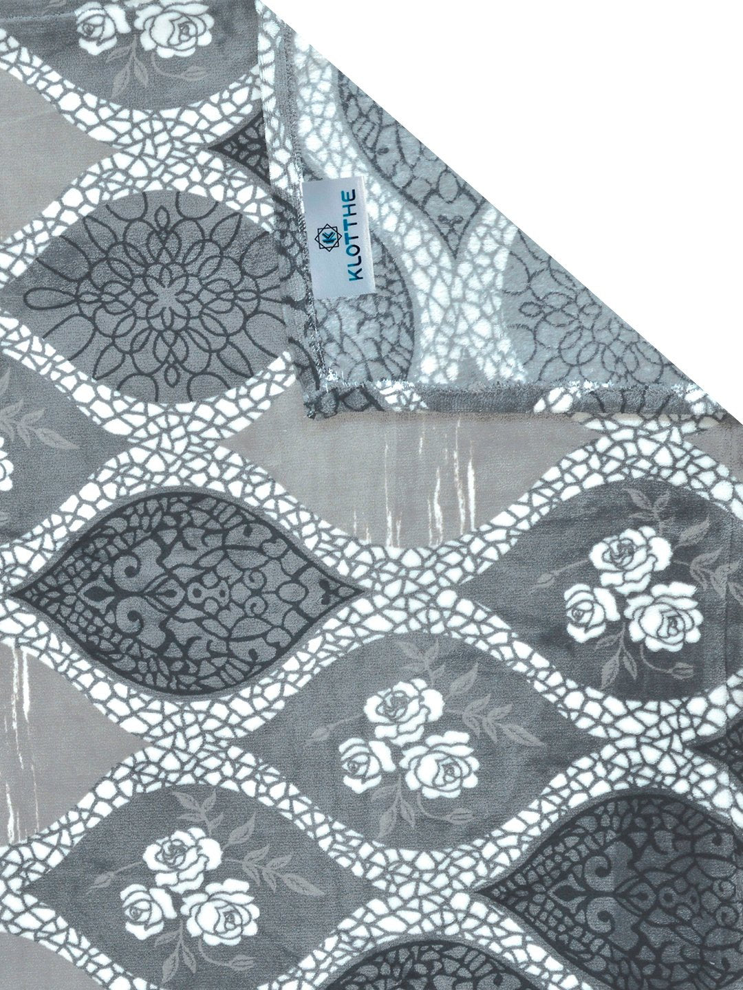 Grey Geometric Woolen Single Bedsheet with Pillow Cover