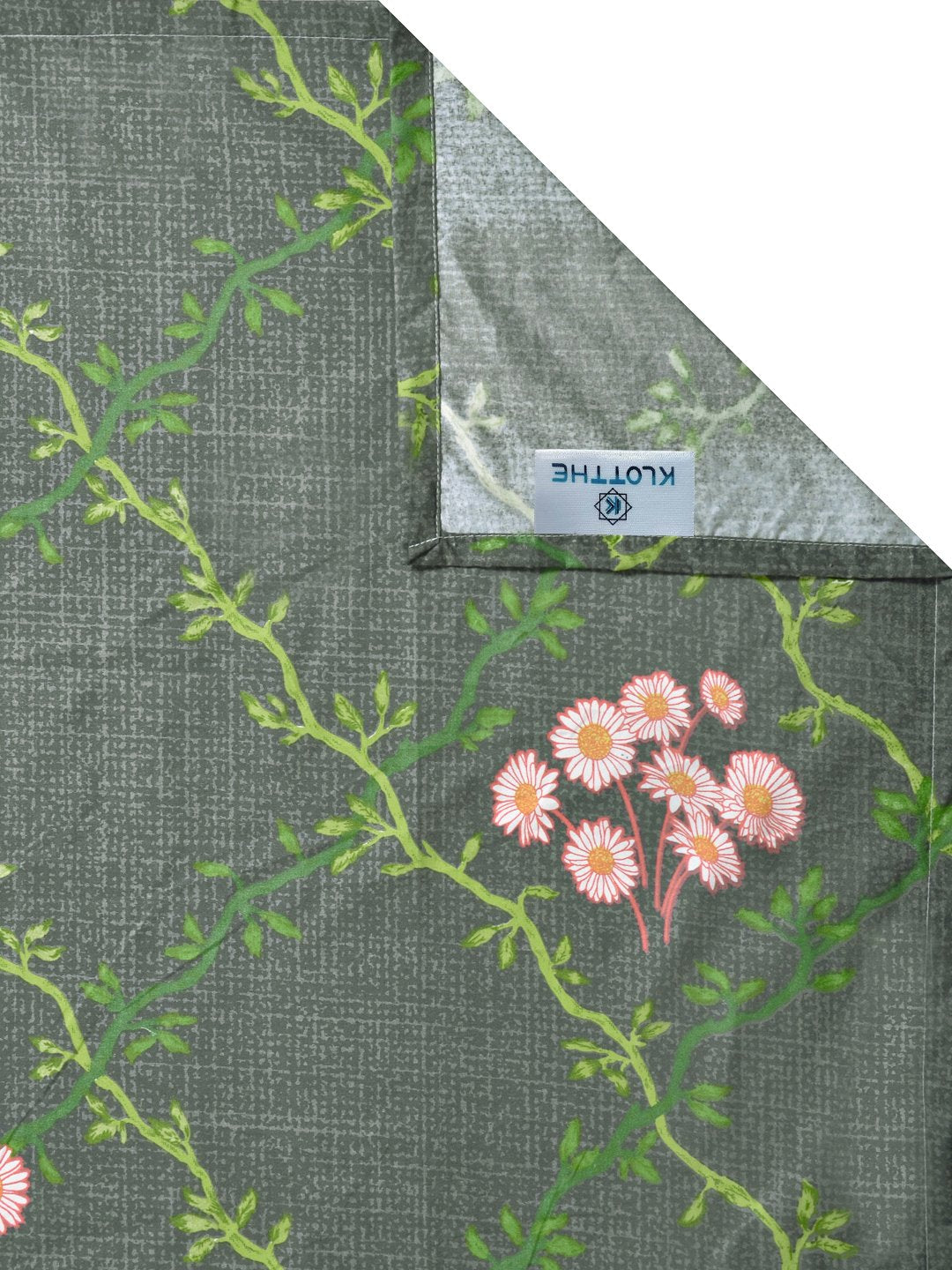 Grey Floral 300 TC Cotton Blend Single Bedsheet with Pillow Cover