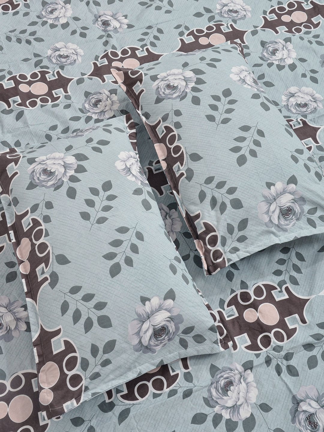 Multi Geometric 300 TC Cotton Blend Fitted Single Bedsheet with 2 Pillow Covers