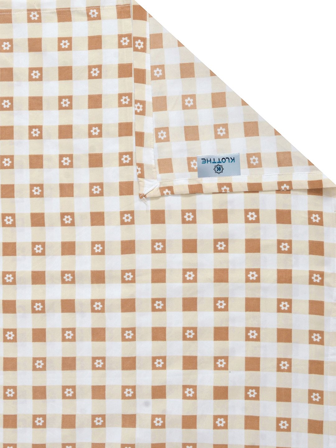 Beige Geometric 300 TC Cotton Blend Single Bedsheet with Pillow Cover