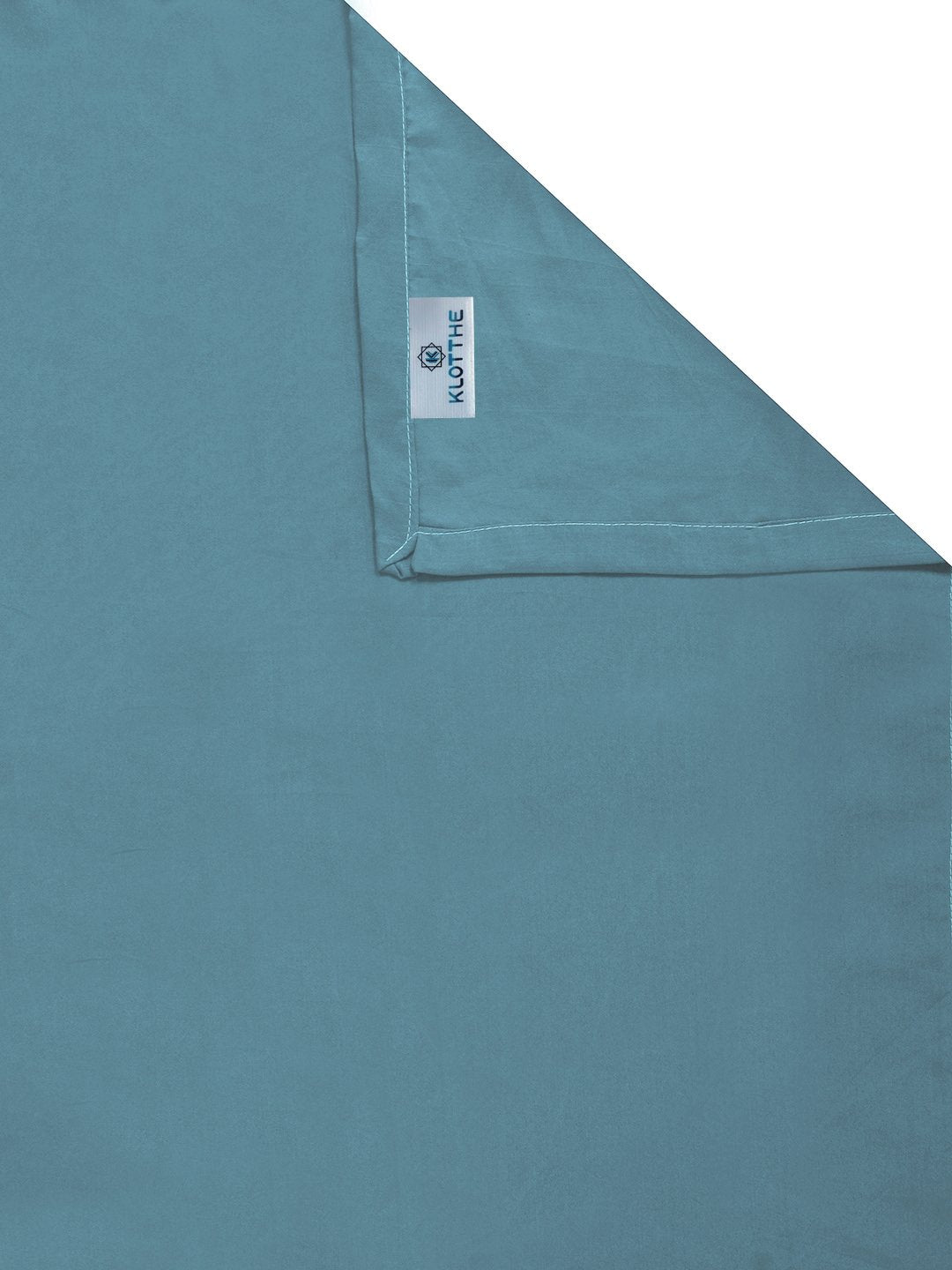Turquoise Solid 300 TC Cotton Blend Single Bedsheet with 2 Pillow Covers