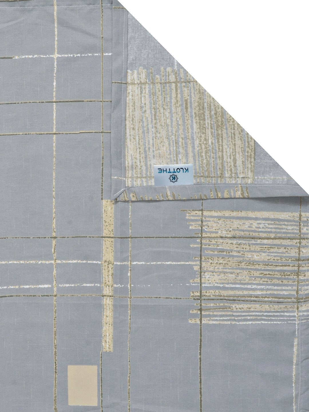 Grey Geometric 300 TC Cotton Blend Single Bedsheet with Pillow Cover