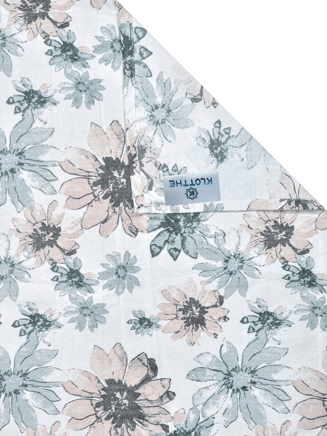 White Floral 300 TC Cotton Blend Single Bedsheet with Pillow Cover