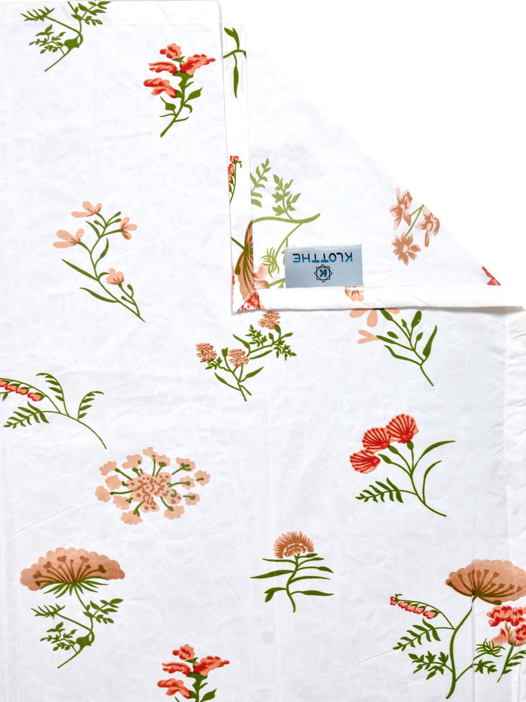White Floral 300 TC Cotton Blend Single Bedsheet with Pillow Cover