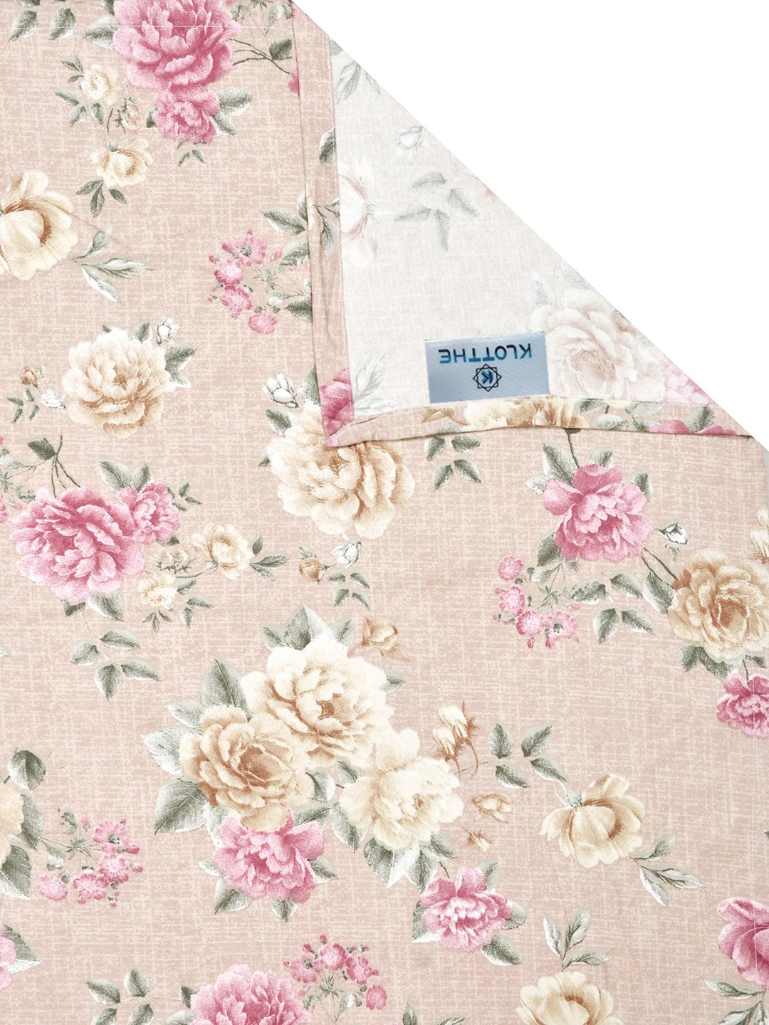 Beige Floral 300 TC Cotton Blend Single Bedsheet with Pillow Cover
