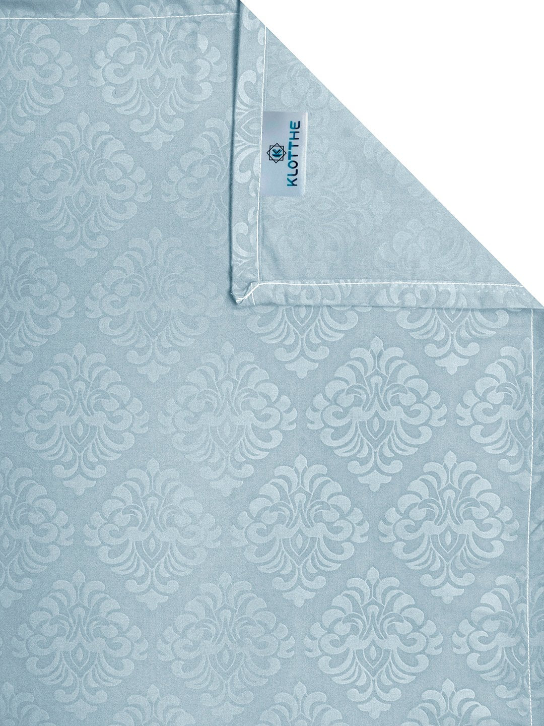 SkyBlue Floral Embossed Cotton Blend Double Bedsheet with 2 Pillow Covers