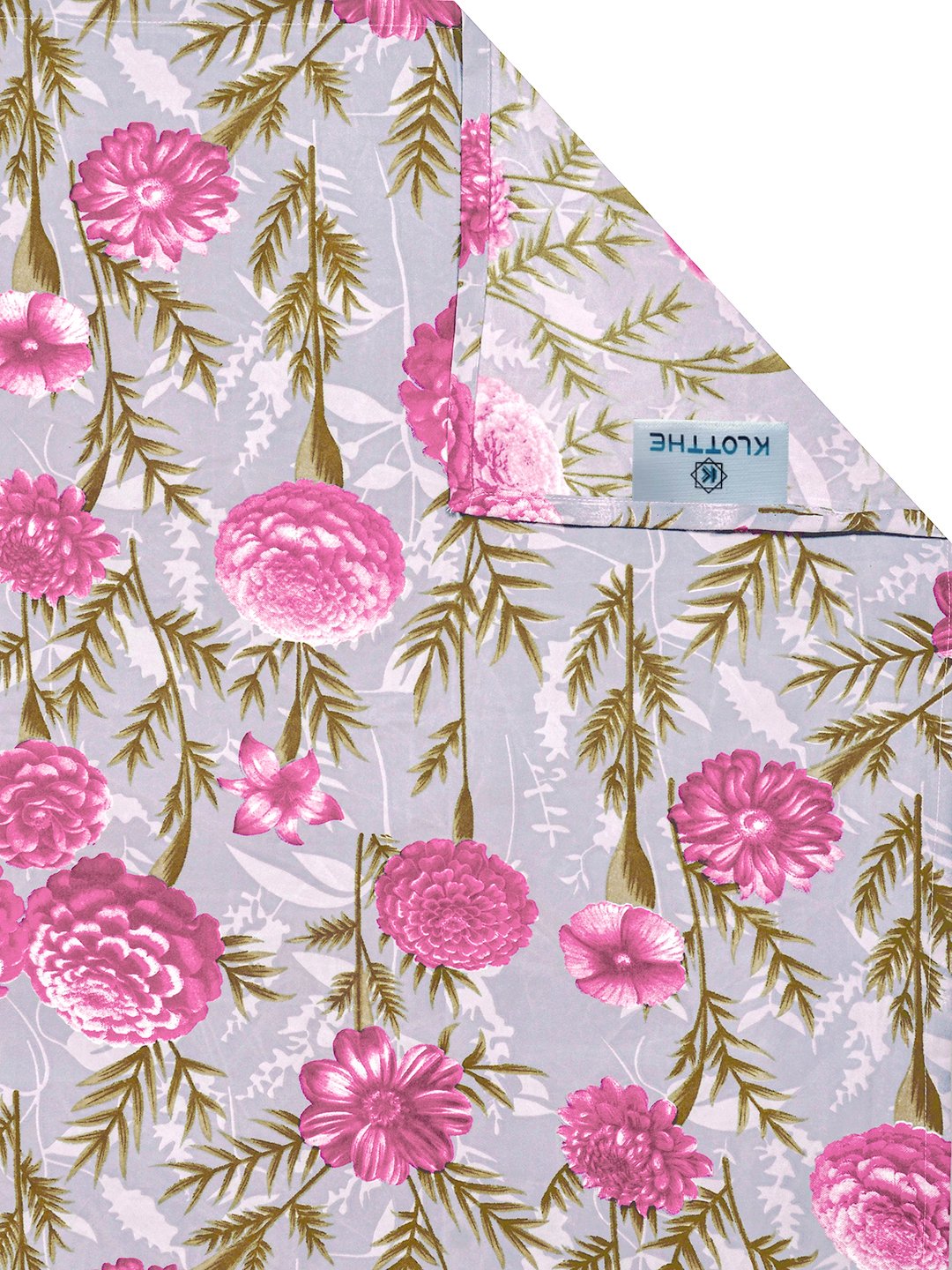 Pink Floral 300 TC Cotton Blend Single Bedsheet with Pillow Cover