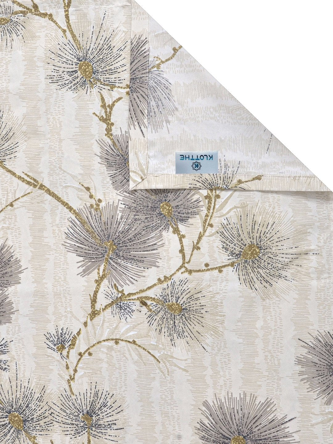 Beige Floral 300 TC Cotton Blend Single Bedsheet with Pillow Cover