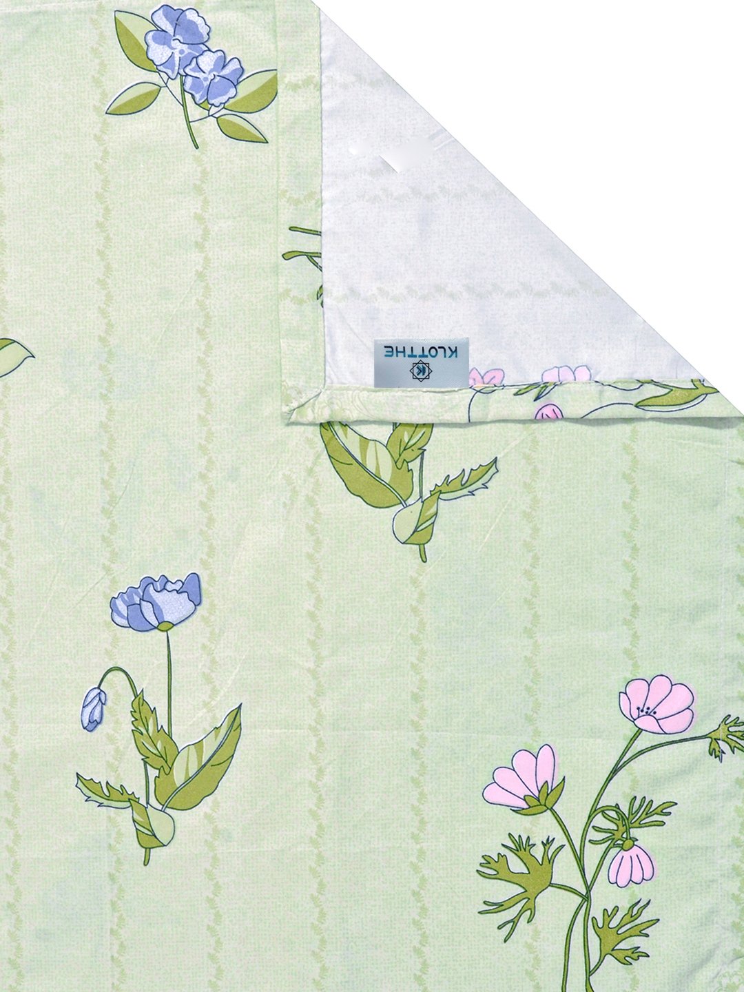 Green Floral 300 TC Cotton Blend Single Bedsheet with Pillow Cover