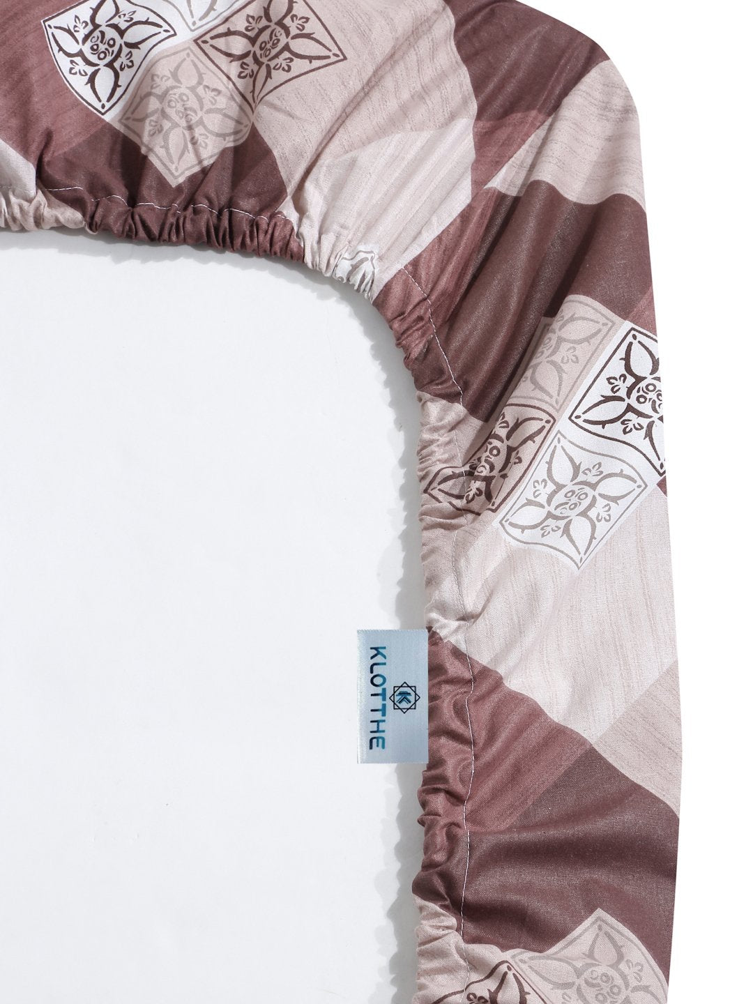 Rust Geometric 400 TC Pure Cotton Super King Fitted Double Bedsheet with 2 Pillow Covers