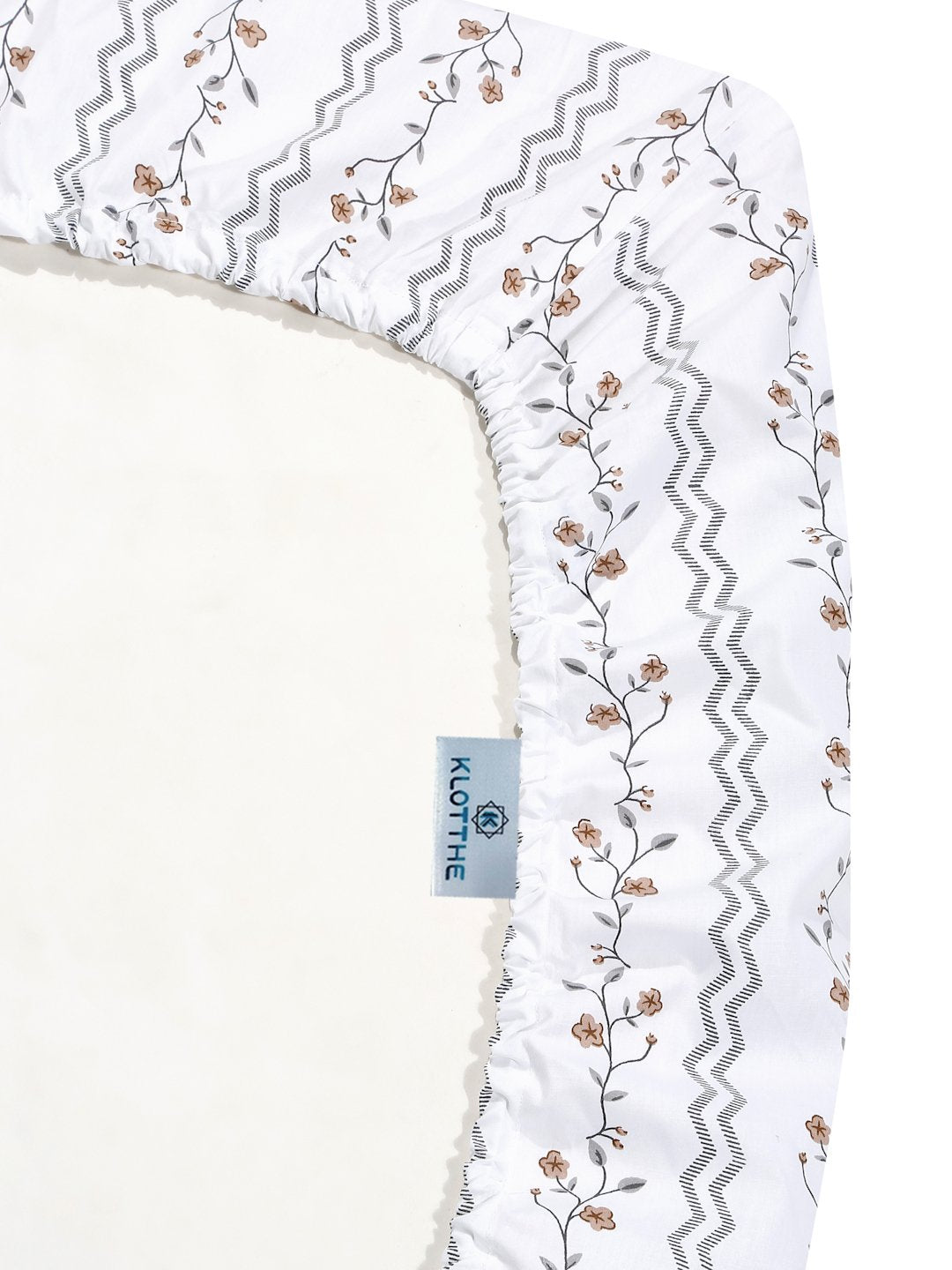 White Floral 400 TC Pure Cotton Super King Double Bedsheet with 2 Pillow Covers