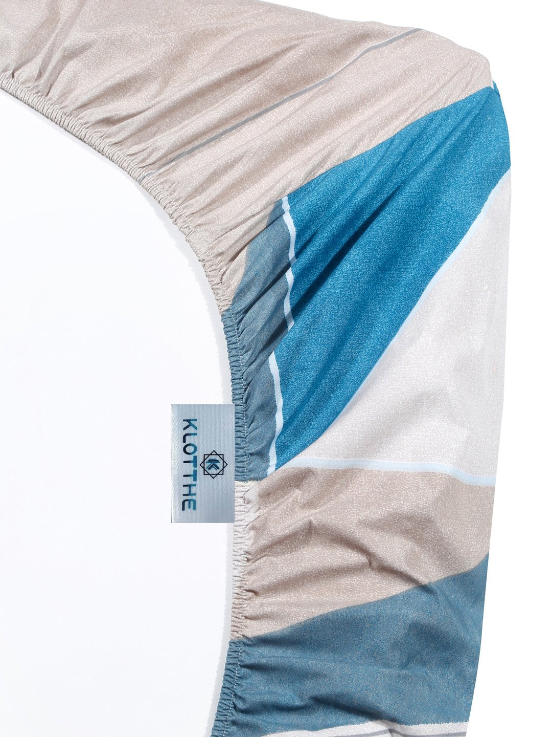 Multi Geometric 300 TC Cotton Blend Fitted Double Bedsheet with 2 Pillow Covers