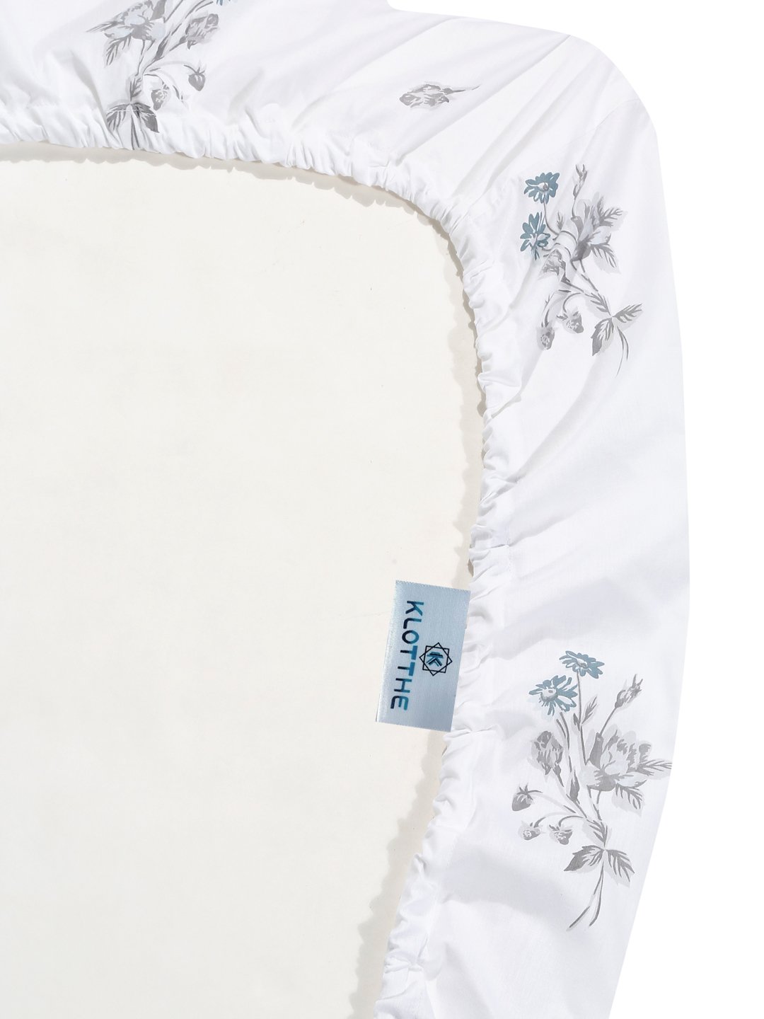 White Floral 400 TC Pure Cotton Super King Double Bedsheet with 2 Pillow Covers