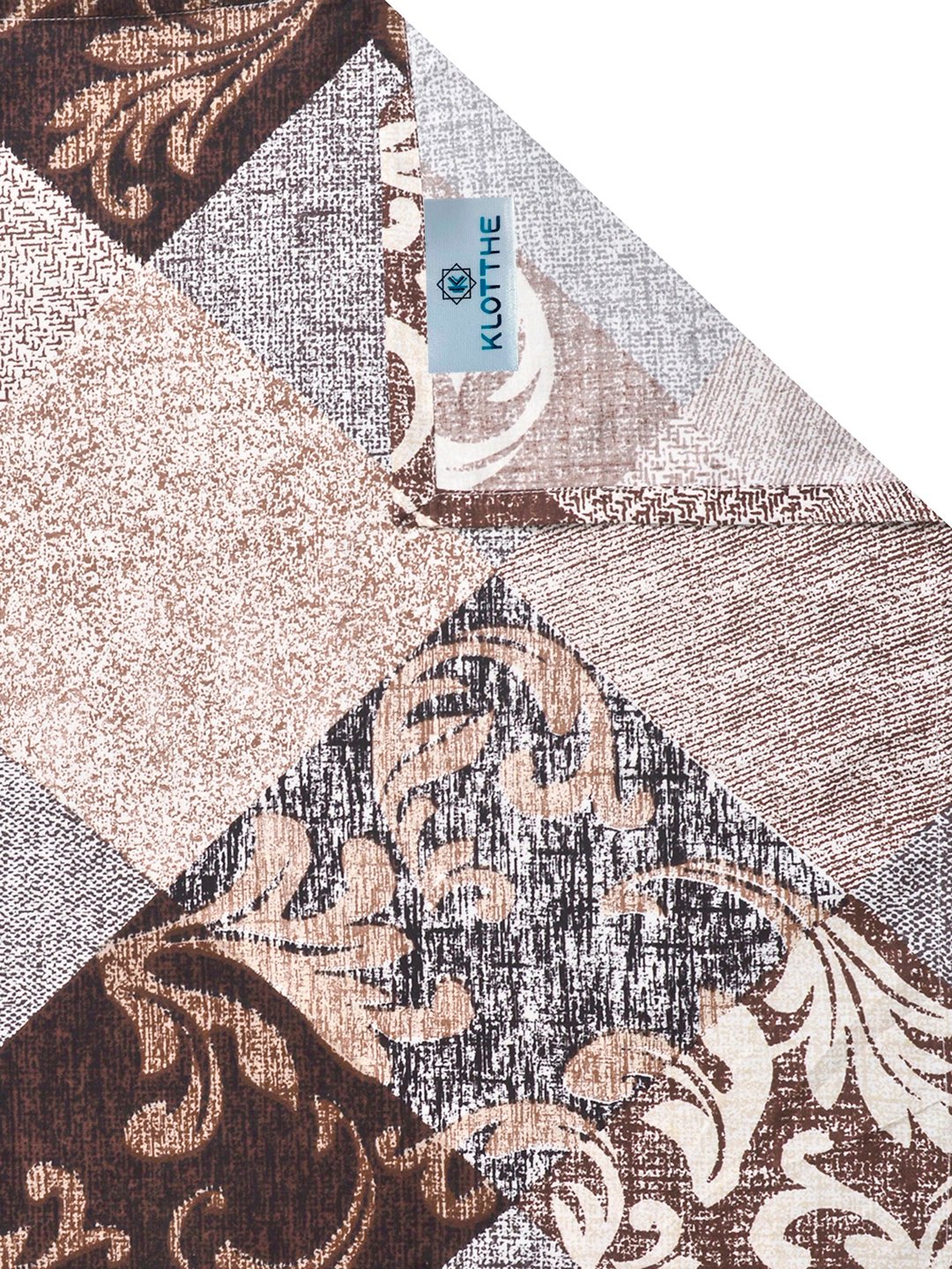 Brown Geometric Cotton Blend Single Bedsheet with Pillow Cover