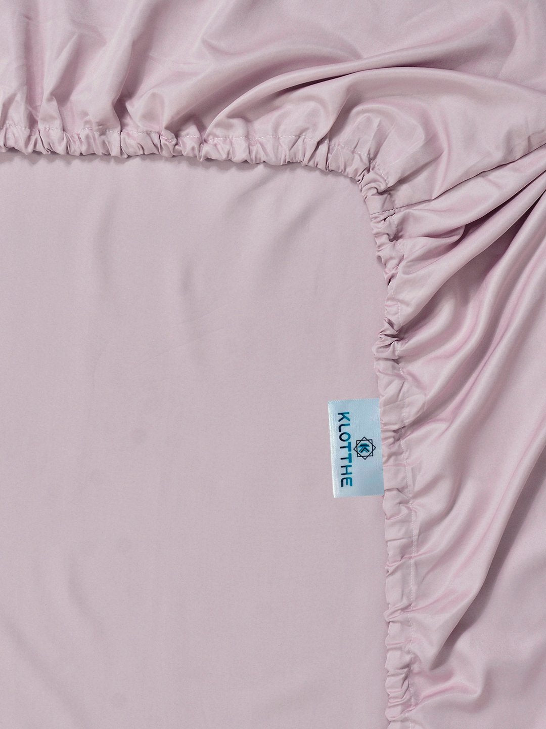 LightPink Solid 400 TC Satin Fitted Super King Double Bedsheet with 2 Pillow Covers & 2 Cushion Covers