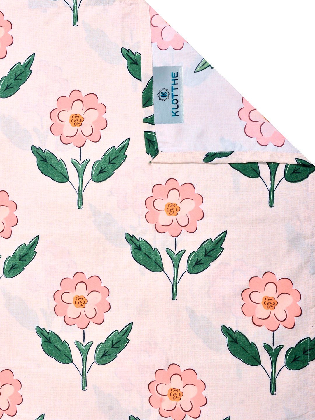 Pink Floral Cotton Blend Single Bedsheet with Pillow Cover