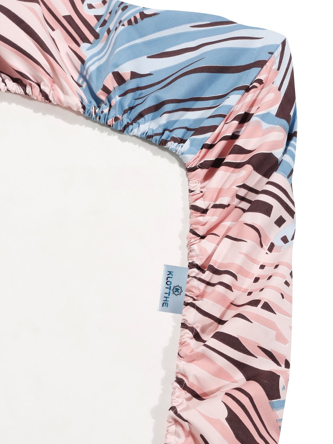 Multi Abstract 300 TC Cotton Blend Fitted Super King Double Bedsheet with 2 Pillow Covers