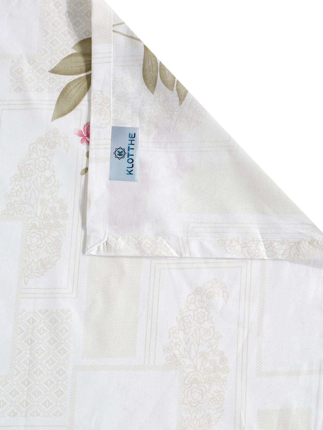 White Floral 400 TC Pure Cotton Super King Double Bedsheet with 2 Pillow Covers