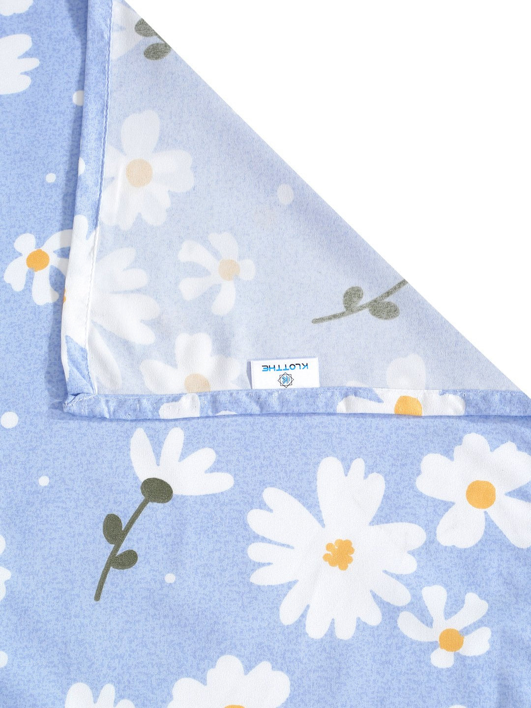 Blue Floral 300 TC Cotton Blend Single Bedsheet with Pillow Cover
