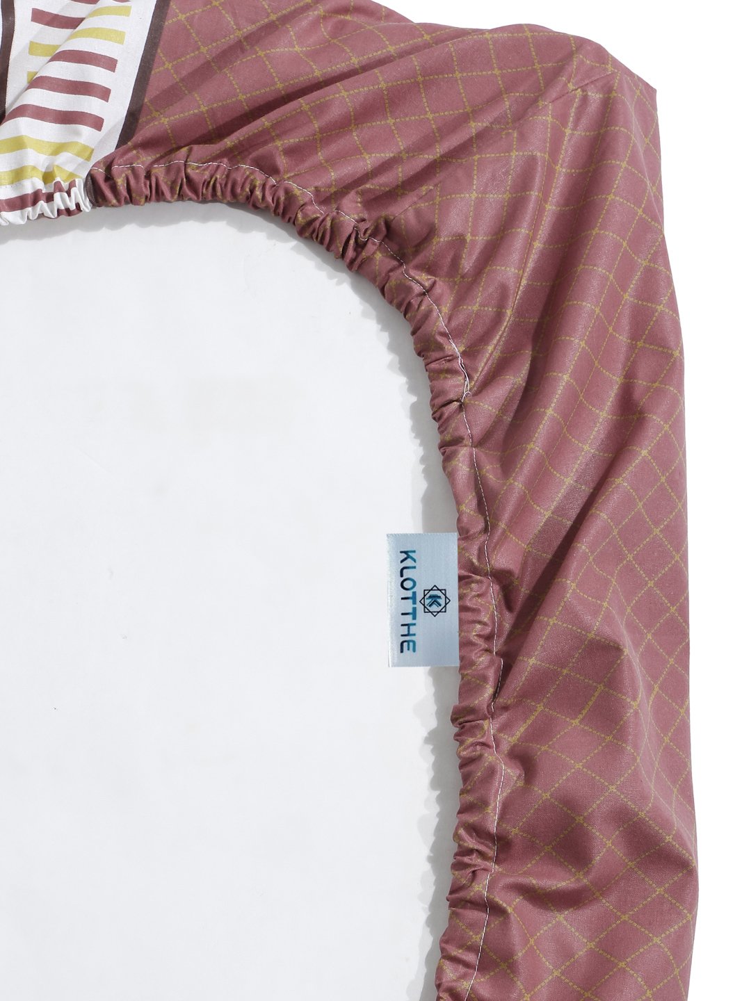 Beige Ethnic Motifs 400 TC Pure Cotton Super King Fitted Double Bedsheet with 2 Pillow Covers