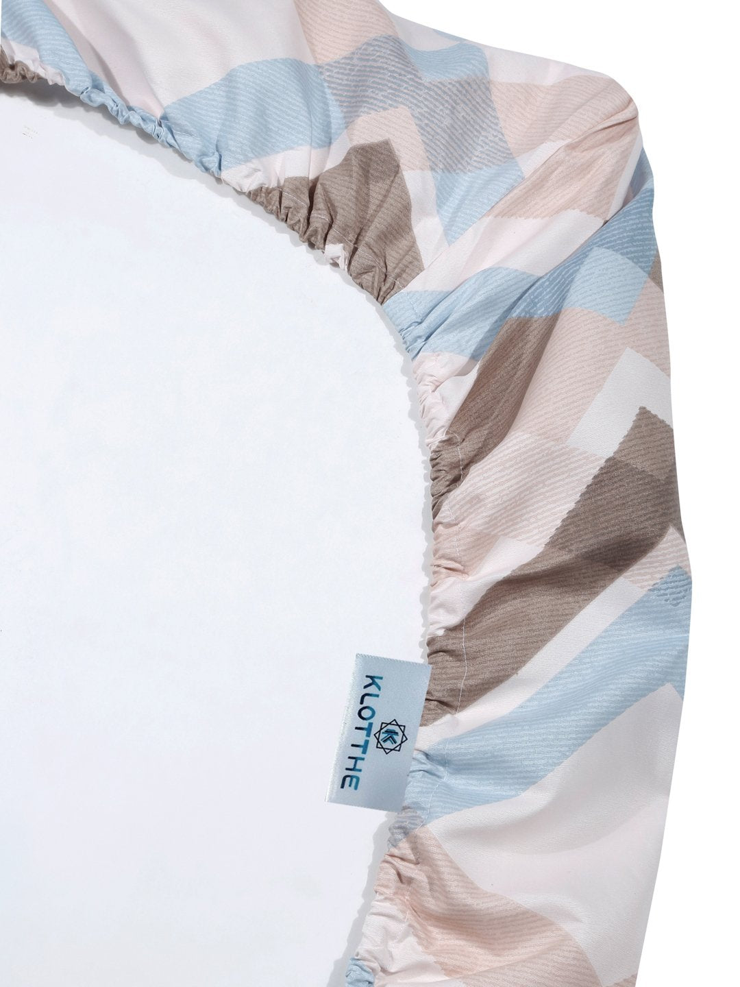 Multi Abstract 300 TC Cotton Blend Fitted Double Bedsheet with 2 Pillow Covers