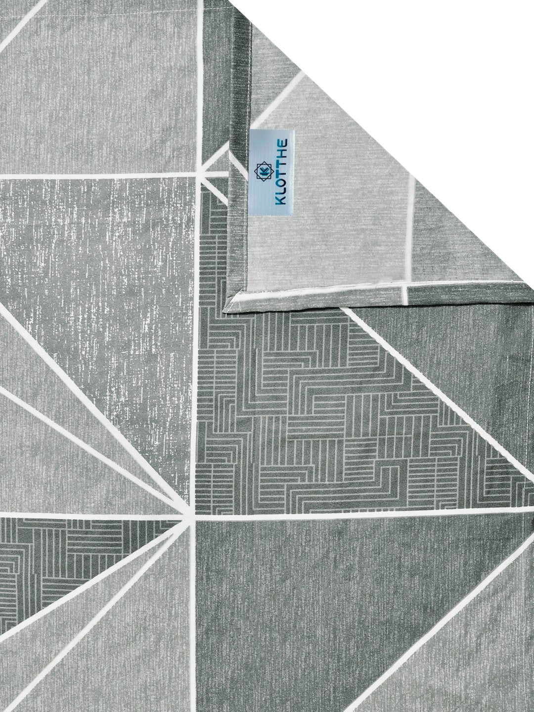 Grey Geometric Cotton Blend Single Bedsheet with Pillow Cover