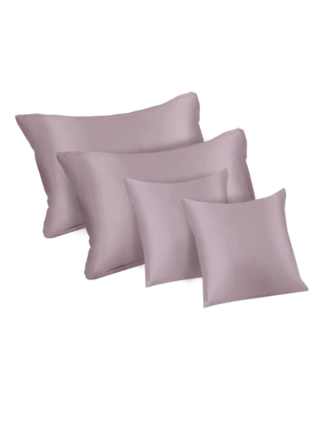 LightPink Solid 400 TC Satin Super King Double Bedsheet with 2 Pillow Covers & 2 Cushion Covers